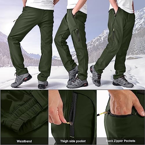 Men's hiking Snow Pants Skiing Winter Insulated Fleece lined Outdoor Water Repellent camping,walking,fishing