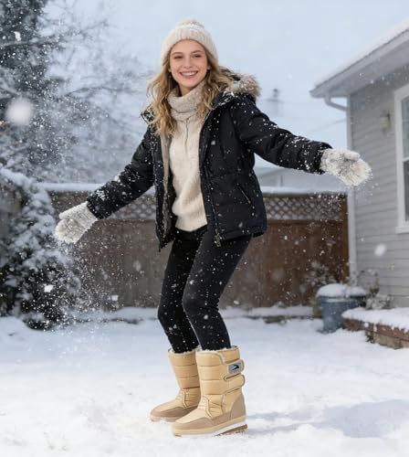 DADAWEN Women's Waterproof Frosty Snow Boot
