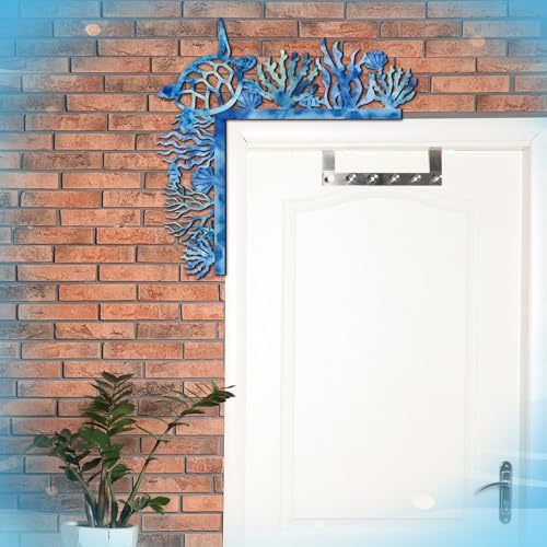 Qunclay 6 Pcs Coastal Door Corner Frame, Blue Christmas Coastal Door Topper