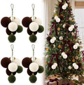 Roowest 4 Sets Large Neutral Velvet Christmas Ball Clusters Ornaments Decor