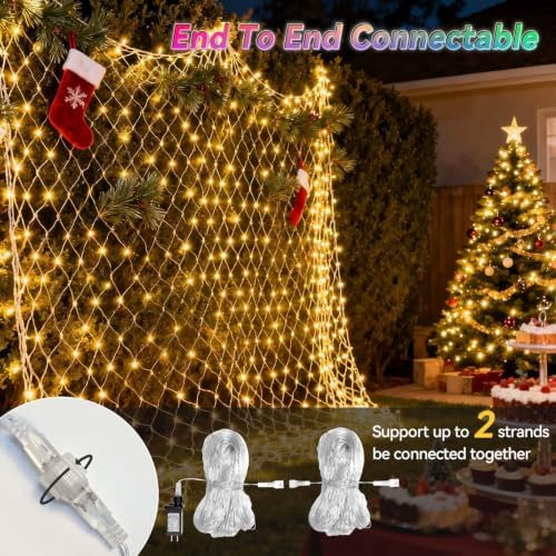 LitHome 12x 12FT Christmas Net Lights Outdoor Connectable, 400 LED