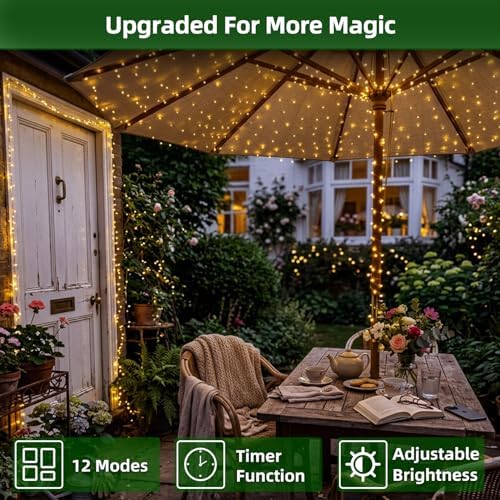 300 LED 75FT Christmas String Lights Indoor Outdoor, 12 Modes, Warm White