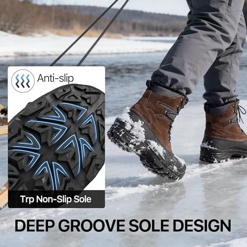 FREE SOLDIER Men's Waterproof Fleece Winter Snow Boots