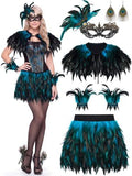 Janmercy 5 Pcs Halloween Peacock Costume Sets Women Gothic Witch Style