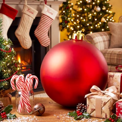 Threan 6 Inch Red Matte Large Christmas Ball Ornament