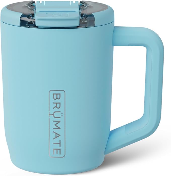 BrüMate Müv - 15oz 100% Leak Proof Insulated Coffee Mug with Handle & Lid - Stainless Steel Coffee Travel Mug - Double Walled Coffee Cup (Glacier)