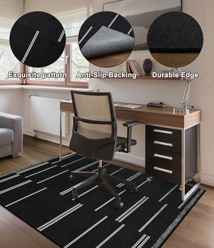 chakme Office Chair Mat for Hardwood Floor, 48"x36" Easy Glide Computer Desk Mat Protector for Rolling Chair Under Desk Rug Nonslip Backing, Machine Wash, (Stripes)
