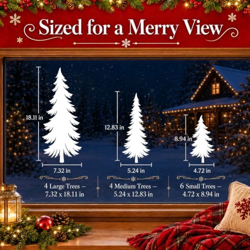 8 Sheets Christmas Window Clings Tree Decor, Christmas Decorations Stickers