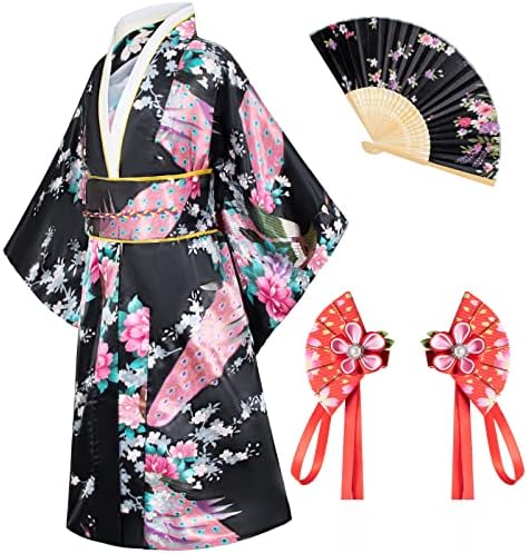 Japanese Traditional Dress Kimono Robe for Kids Girls Costume
