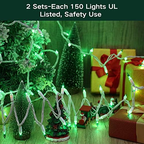 Brizled Green Christmas Lights Incandescent, 69.6ft, 300 Count, Connectable