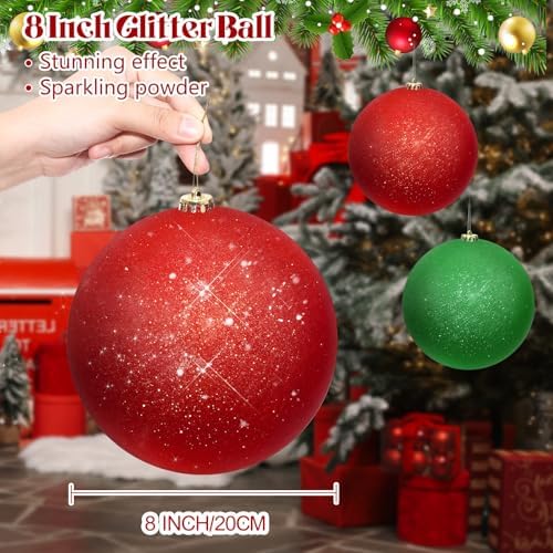 Zubebe 6 Pcs 8" Jumbo Christmas Ball Ornaments Lawn,Gold,Silver,Red,Green