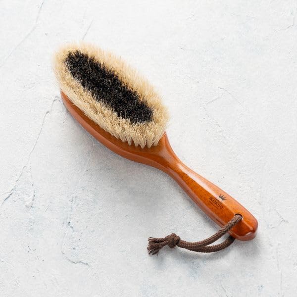 Ikemoto Clothes Brush Made in Japan – Anti-Static Natural Wood Garment Brush with Horsehair & Copper Bristles | Ideal for Suits, Coats, Formalwear | Gift Boxed