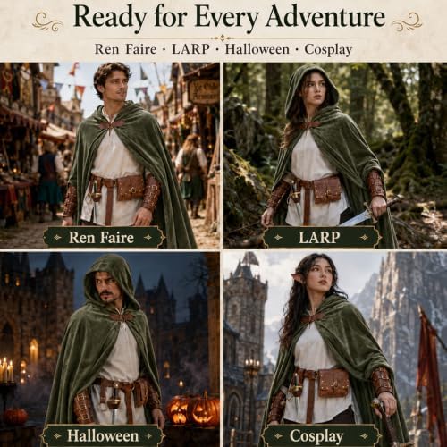 Renaissance Costume for Men, Viking Cloak Set, Ren Faire Halloween