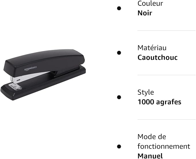 Amazon Basics Desktop Office Stapler, Lightweight, 25 Sheet Capacity, Non-Slip, Black, 3-Pack with 1000 Staples