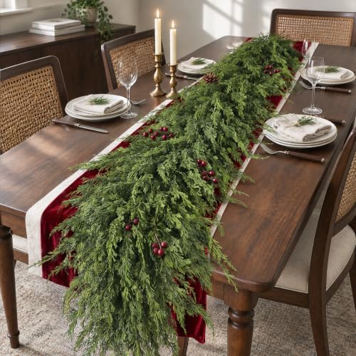Artificial Cedar Garland for Fireplace Christmas Decoration (1 PCS,9 FT)