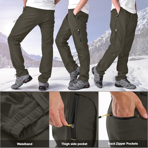 Men's hiking Snow Pants Skiing Winter Insulated Fleece lined Outdoor Water Repellent camping,walking,fishing