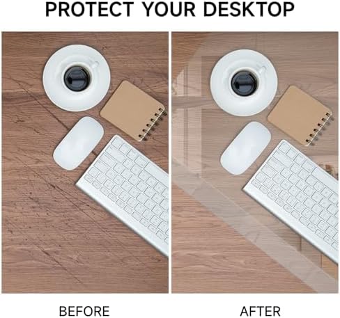VASUHOME 32" x 20" Premium Tempered Glass Desk Mat with Beveled Edge - Ergonomic Desk Protector, Crystal Clear, Dry Erase Surface, Ideal Table Top Protector for Home & Office