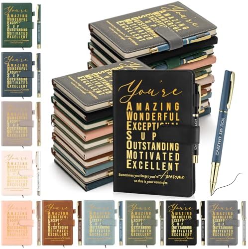 Kosiz 20 Pcs Employee Appreciation Gift Bulk Notebook Pen, Morandi, Amazing