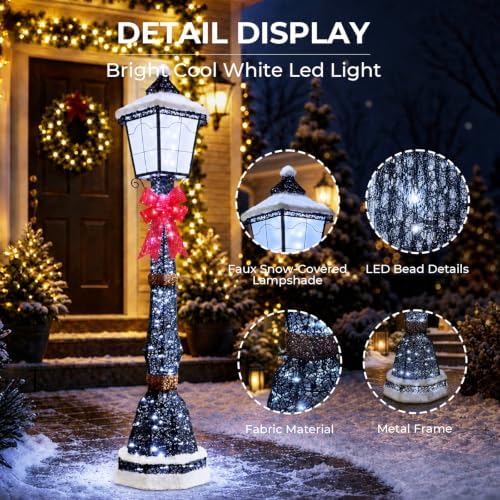 60 Inch 3D Lamp Post Lighted Outdoor Christmas Decoration Black