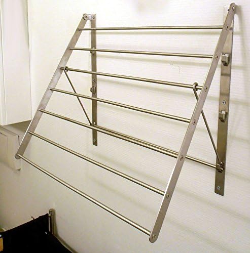 Wall Mounted Clothes Drying Rack - Stainless Steel Collapsible Laundry Rack - Space Saving Folding Accordion Dryer for Indoor & Outdoor Use (22Wx21Dx19H)