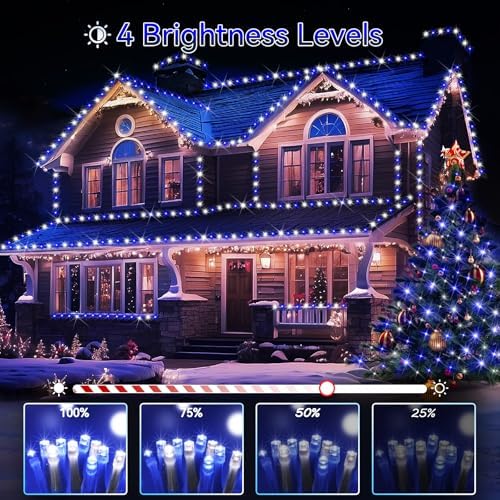 Hezbjiti 1000 LED 403 FT Christmas Lights Outdoor String Lights 8 Modes with Timer Memory Waterproof Fairy Lights Plug in for Classroom Bedroom Patio Wedding Party Holiday Xmas Decorations(Blue+White)
