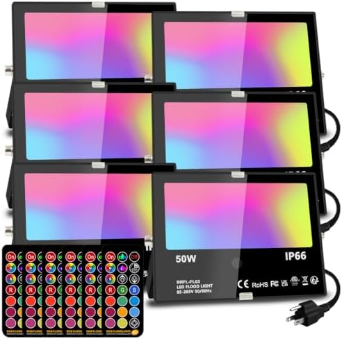 MELPO Led Flood Light Outdoor, 50W RGB Color Changing Landscape Lighting