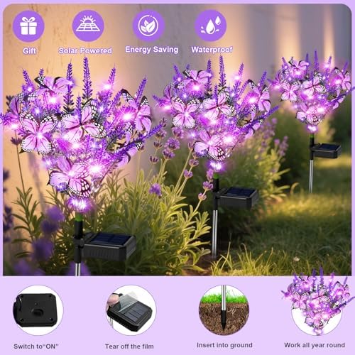 NBQQ Solar Christmas Tree Lights 4 Pack Purple Christmas Decor