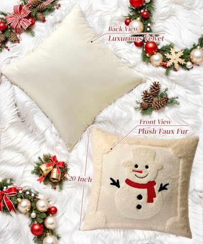 Faux Fur Christmas Pillow Covers 20x20 Set of 2