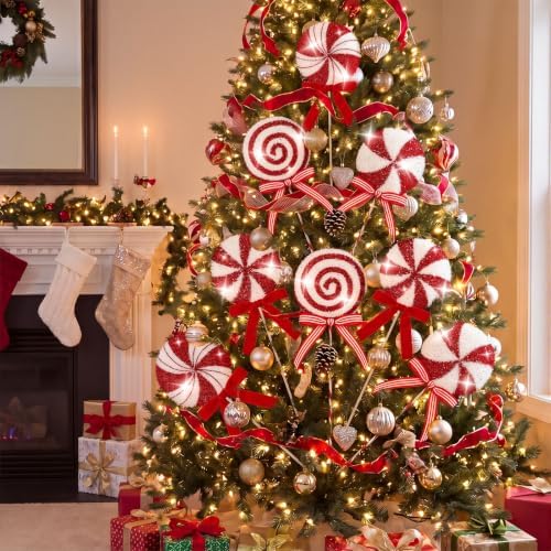 8 Pcs 16.5" Giant Candy Cane Ornament Glitter Peppermint Christmas Decor