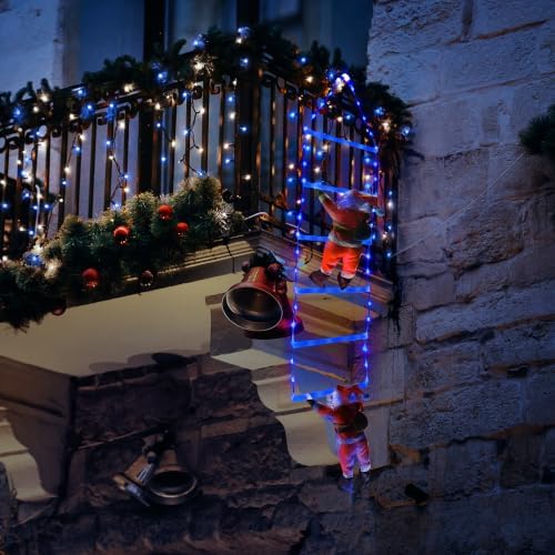 Toodour LED Christmas Light - 2.5FT Christmas Decorative Ladder Lights with Santa Claus, Xmas Decorations Light for Indoor Outdoor, Window, Garden, Home, Wall, Xmas Tree Decor - Blue