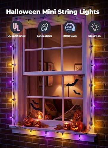 Minetom Halloween String Lights Orange & Purple 100 Count 20 Feet