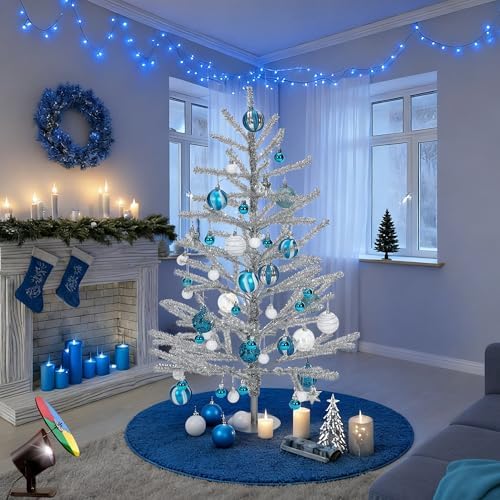 3ft Silver Tinsel Christmas Tree, Retro Aluminum Christmas Tree