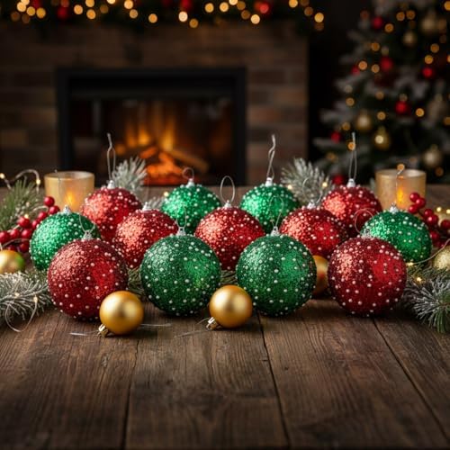 Lyrow 24 Pcs 4" Christmas Ball, Red,Green