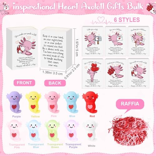 30 Sets Axolotl Valentines Gifts Valentines Party Favor with Support Boxes