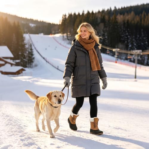 Women's Waterproof Winter Snow Boots, Mid-Calf Duck Boots for Cold Weather