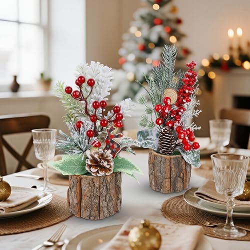 winemana Mini Christmas Trees Table Decorations for Indoor Office, 3 Pack