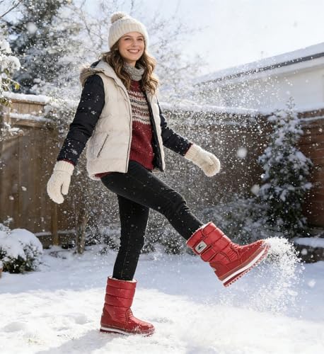 DADAWEN Women's Waterproof Frosty Snow Boot