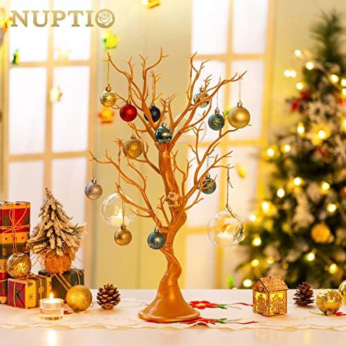 NUPTIO Gold Christmas Tree, 22.8 Inch Artificial Display Branch, 2 Pcs