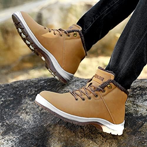CARENURSE Mens Winter Snow Boots Water Resistant Warm Fur Lined Anti Slip Work Ankle Shoes Casual Lightweight Hiking Outdoor Trekking Boot