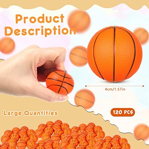 Leitee 120 Pcs Mini Basketball Soft Foam Stress Balls Small Squeeze Basketball Toys 1.6 inch Bouncy Ball for Anxiety Stress Relief Party Favor Decoration School Reward Present Game