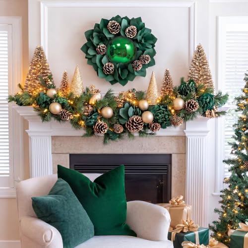 Threan 10 Inch Large Emerald Green Shiny Christmas Ball Ornaments