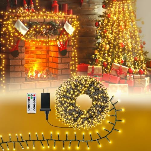 Ollny Cluster Lights Christmas 400LED 20FT, Conncetable Tree Lights Plug in