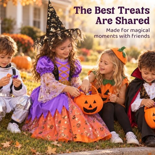 Witch Costume for Girls, Light up Halloween Witch Dress Ages 3-10