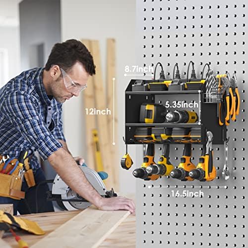 CCCEI Wall Mount Modular Tool Charging Organizer, Black, 2 Pack, 3 Tier.