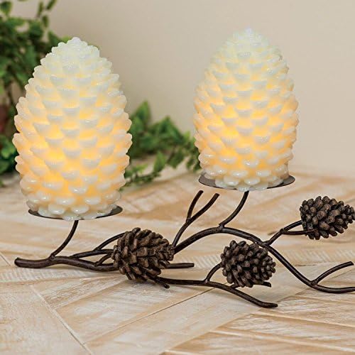 Wondise Pine Cone Flickering Flameless Candles with Remote and Timer