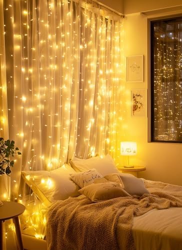Brightown 2 Pack 300 LED Fairy Curtain Lights, 9.8ft x 9.8ft String Lights