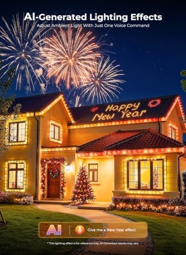 Smart Outdoor Christmas Lights, 150 LED RGB C9 String Lights, APP & Remote