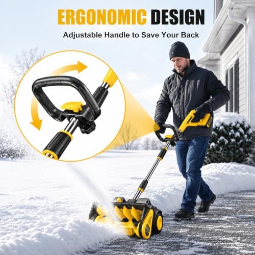 Litekon 80V Brushless Cordless Snow Shovel, 18-Inch Electric Snow Blower with 2X 4.0Ah Batteries Snow Removal with 30FT Throw Distance for Patio, Deck, Driveway,Yellow