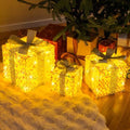 Tangkula Set of 3 Christmas Lighted Gift Boxes