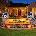 Outvita Halloween Inflatable Skeleton Tombstone Banner 9.6FT, Blow Up Outdoor Decoration with LEDs, Halloween Decor for Yard, Party, Garden, Party, Garden